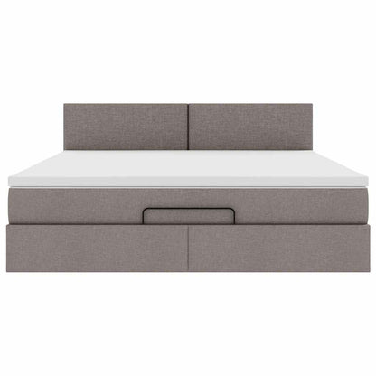 Struttura Letto Pouf con Materasso Tortora 160x200cm in Tessuto