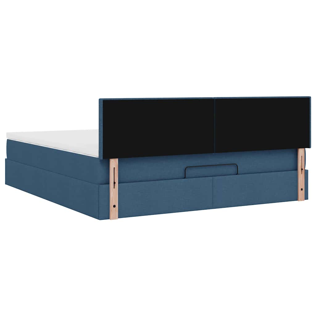 Struttura Letto Pouf con Materasso Blu 160x200 cm in Tessuto | homemem39