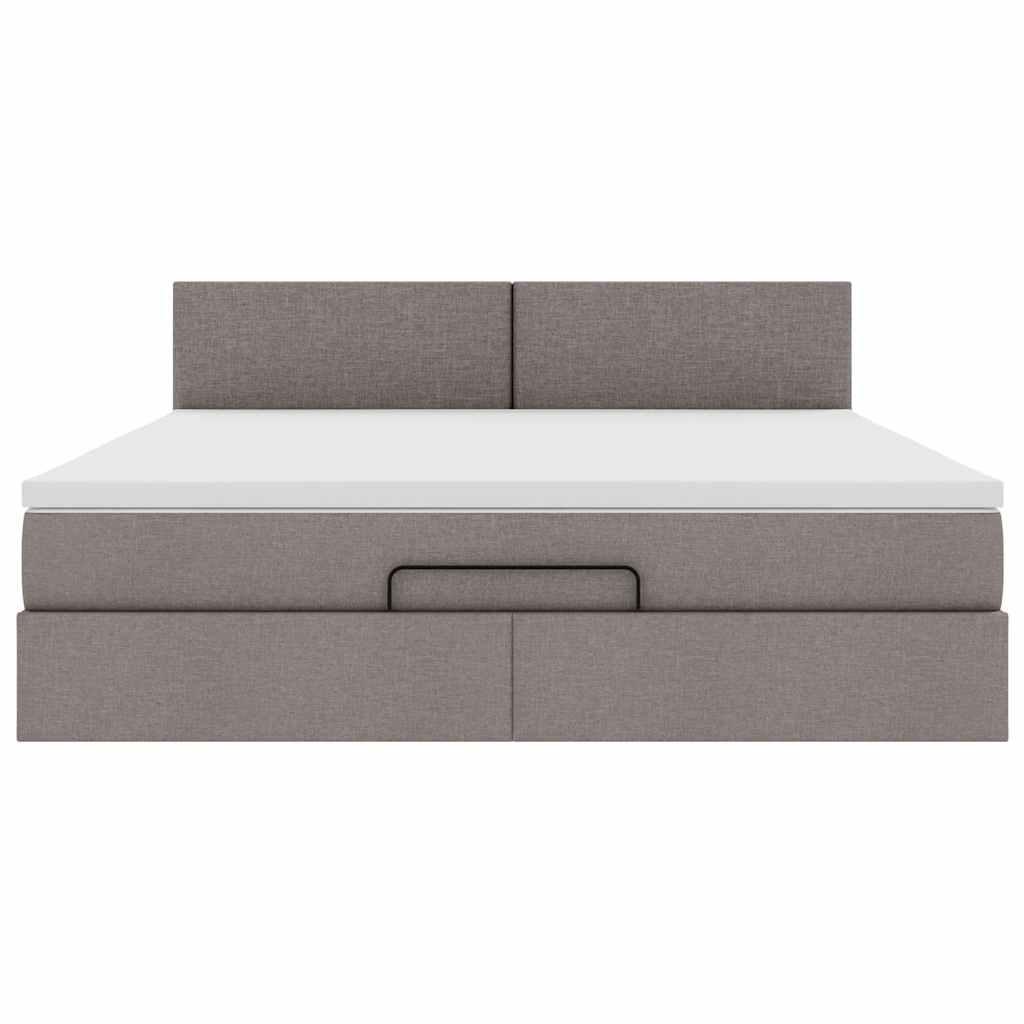 Struttura Letto Pouf con Materasso Tortora 180x200cm in Tessuto