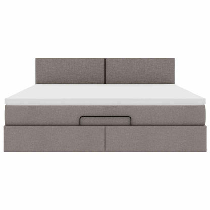 Struttura Letto Pouf con Materasso Tortora 180x200cm in Tessuto