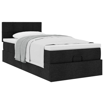 Struttura Letto Pouf con Materasso Nero 80x200 cm in Tessuto | homemem39