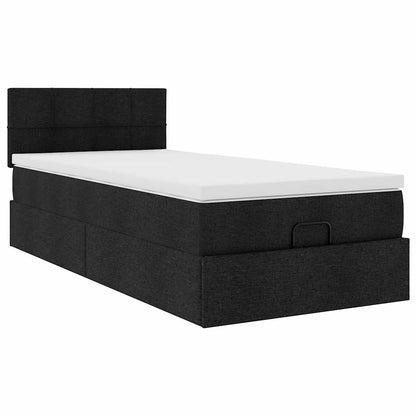 Struttura Letto Pouf con Materasso Nero 80x200 cm in Tessuto | homemem39