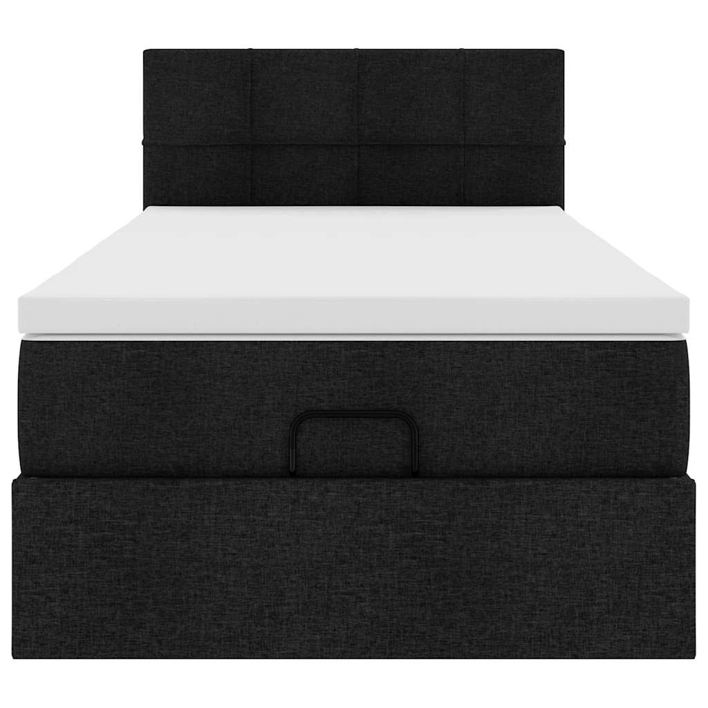 Struttura Letto Pouf con Materasso Nero 80x200 cm in Tessuto | homemem39