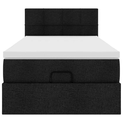 Struttura Letto Pouf con Materasso Nero 80x200 cm in Tessuto | homemem39