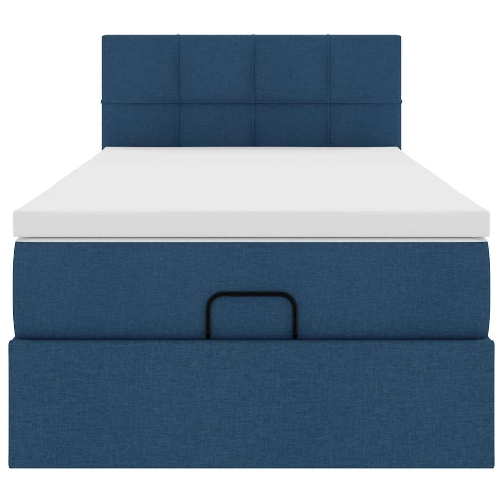 Struttura Letto Pouf con Materasso Blu 80x200 cm in Tessuto