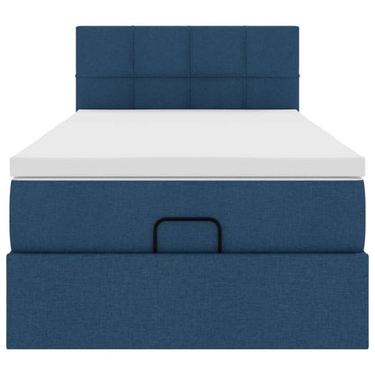 Struttura Letto Pouf con Materasso Blu 80x200 cm in Tessuto