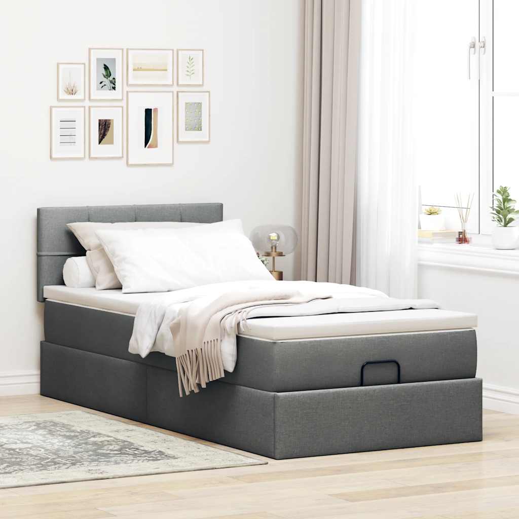 Struttura Letto Pouf con Materasso 90x190 cm in Tessuto | homemem39