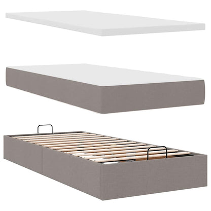 Struttura Letto Pouf con Materasso Tortora 90x190 cm in Tessuto | homemem39