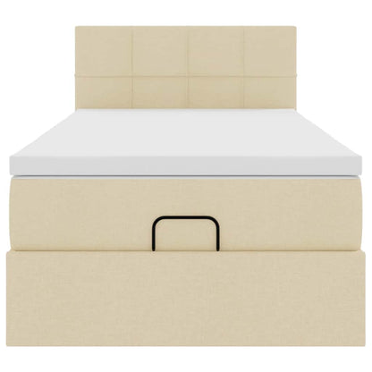 Struttura Letto Pouf con Materasso Crema 90x190 cm in Tessuto