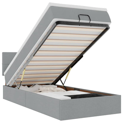 Pouf Letto con Materasso Grigio Chiaro 90x200 cm in Tessuto - homemem39