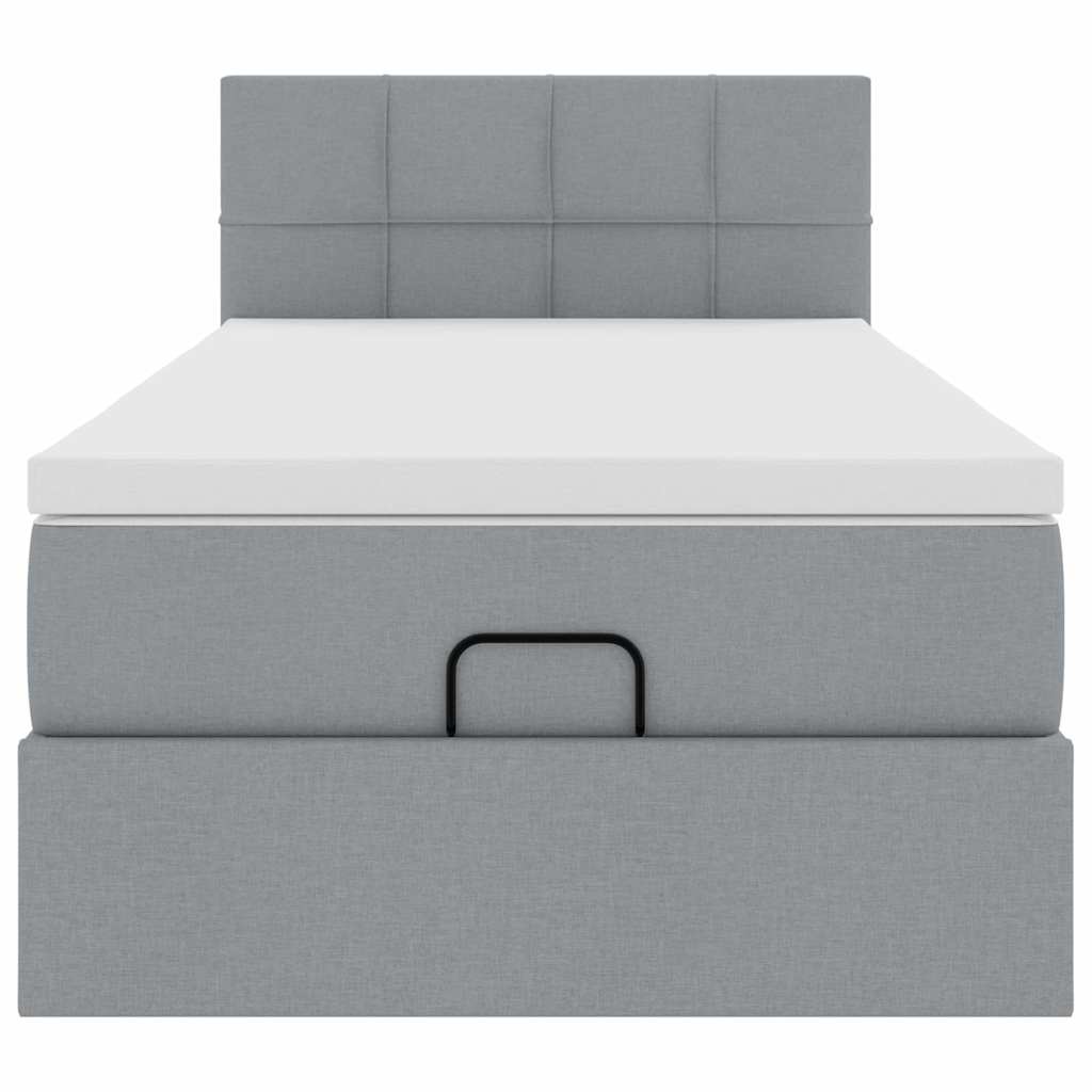 Pouf Letto con Materasso Grigio Chiaro 90x200 cm in Tessuto - homemem39