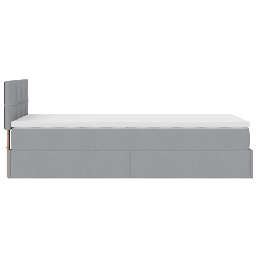 Pouf Letto con Materasso Grigio Chiaro 90x200 cm in Tessuto - homemem39