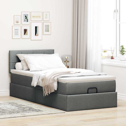 Pouf Letto con Materasso Grigio Scuro 90x200 cm in Tessuto - homemem39