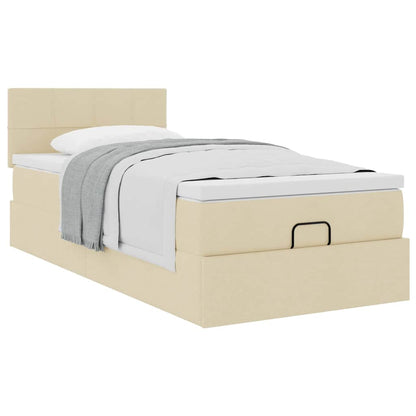 Pouf Letto con Materasso Crema 90x200 cm in Tessuto | homemem39