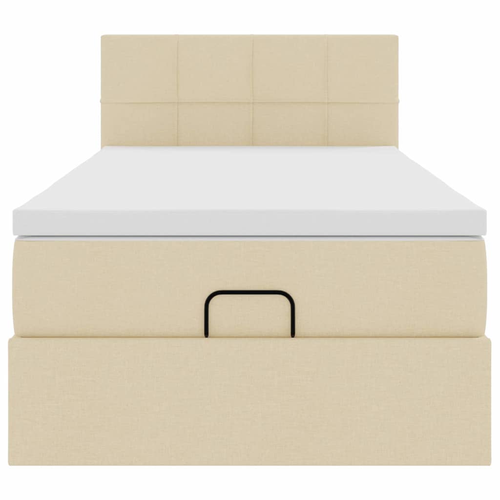 Pouf Letto con Materasso Crema 90x200 cm in Tessuto | homemem39