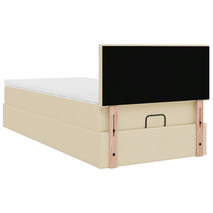 Pouf Letto con Materasso Crema 90x200 cm in Tessuto | homemem39