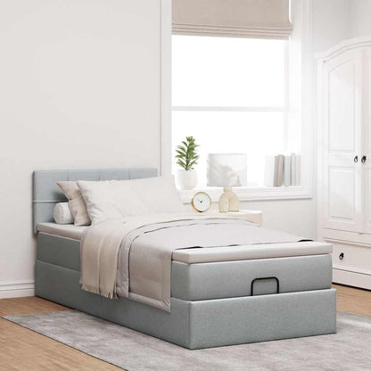 Pouf Letto con Materasso Grigio Chiaro 100x200 cm in Tessuto | homemem39