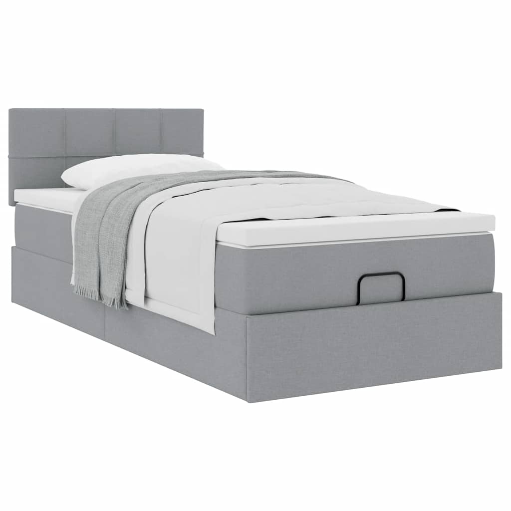 Pouf Letto con Materasso Grigio Chiaro 100x200 cm in Tessuto | homemem39