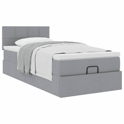 Pouf Letto con Materasso Grigio Chiaro 100x200 cm in Tessuto | homemem39