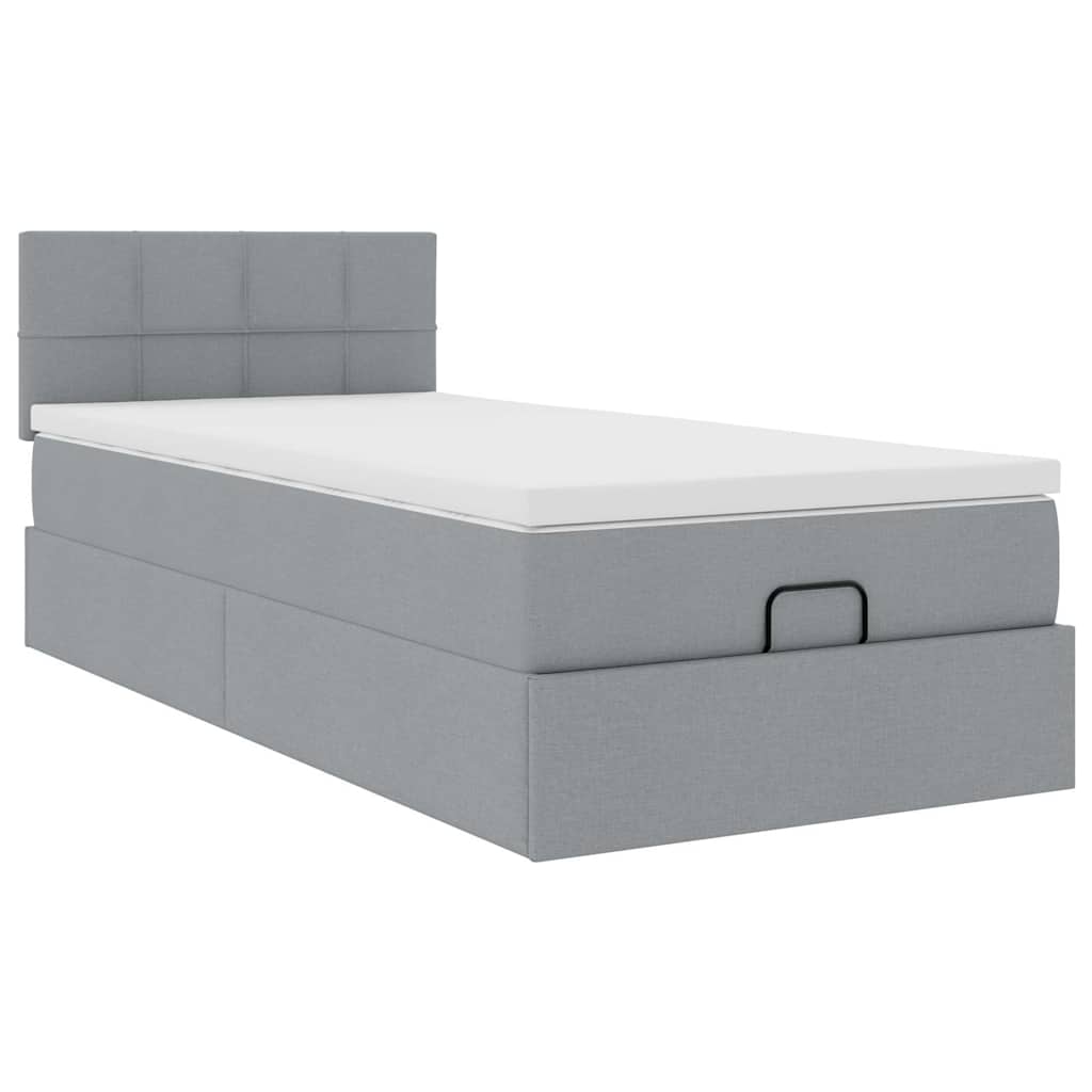 Pouf Letto con Materasso Grigio Chiaro 100x200 cm in Tessuto | homemem39