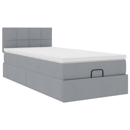 Pouf Letto con Materasso Grigio Chiaro 100x200 cm in Tessuto | homemem39