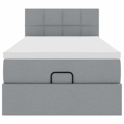 Pouf Letto con Materasso Grigio Chiaro 100x200 cm in Tessuto | homemem39