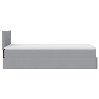 Pouf Letto con Materasso Grigio Chiaro 100x200 cm in Tessuto | homemem39