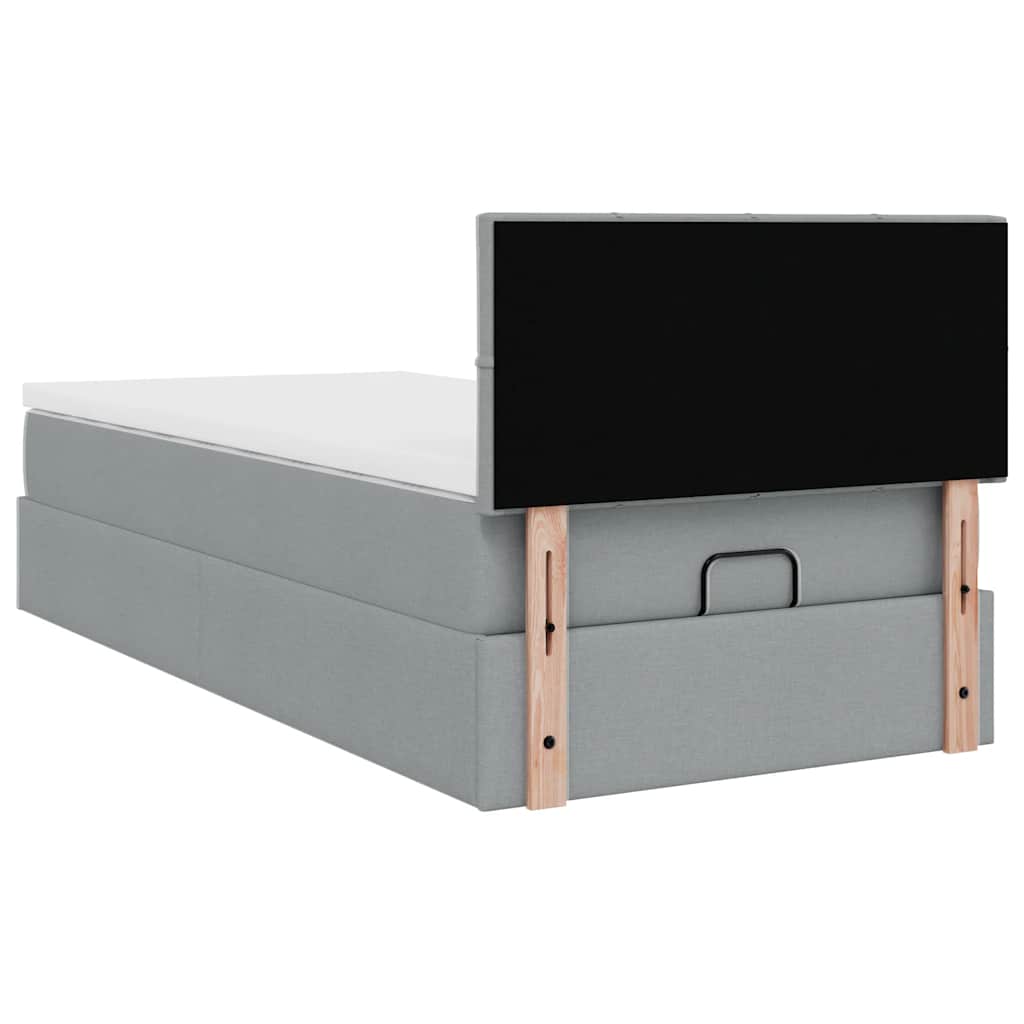 Pouf Letto con Materasso Grigio Chiaro 100x200 cm in Tessuto | homemem39