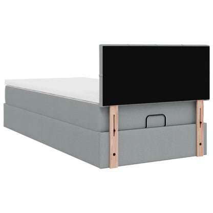 Pouf Letto con Materasso Grigio Chiaro 100x200 cm in Tessuto | homemem39