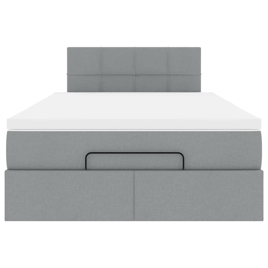 Pouf Letto con Materasso Grigio Chiaro 120x190 cm in Tessuto
