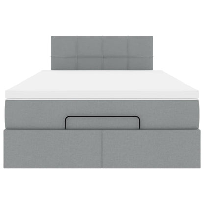 Pouf Letto con Materasso Grigio Chiaro 120x190 cm in Tessuto