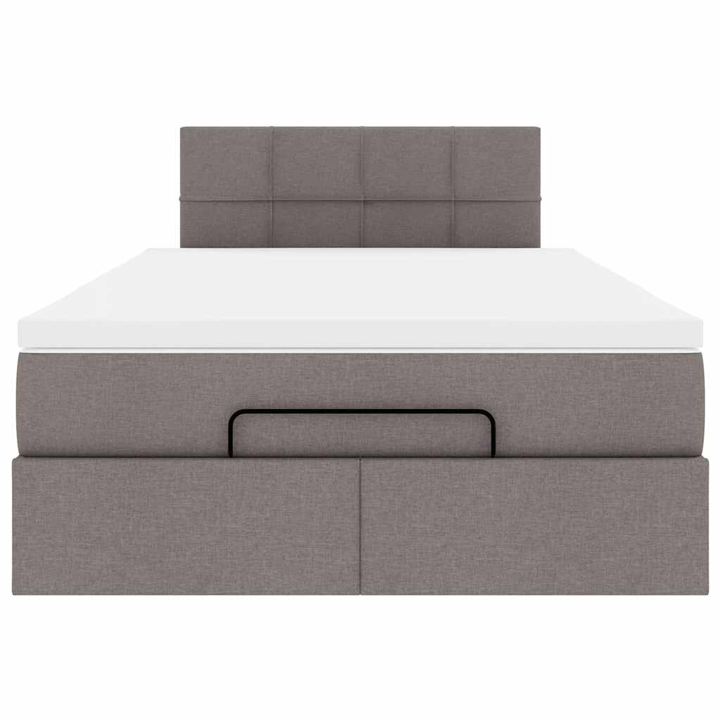 Struttura Letto Pouf con Materasso Tortora 120x190 cm Tessuto