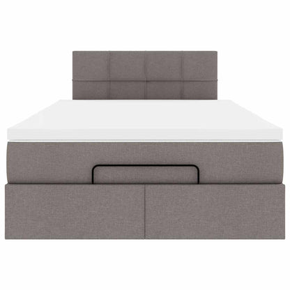 Struttura Letto Pouf con Materasso Tortora 120x190 cm Tessuto