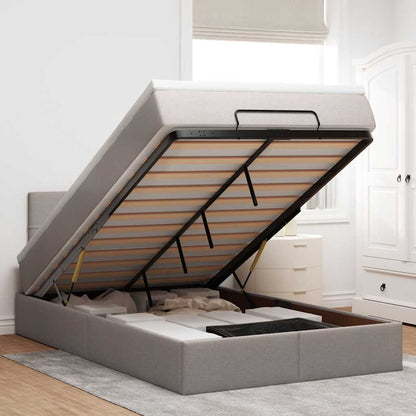 Struttura Letto Pouf con Materasso Tortora 120x190 cm Tessuto