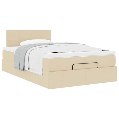 Struttura Letto Pouf con Materasso Crema 120x190 cm in Tessuto | homemem39
