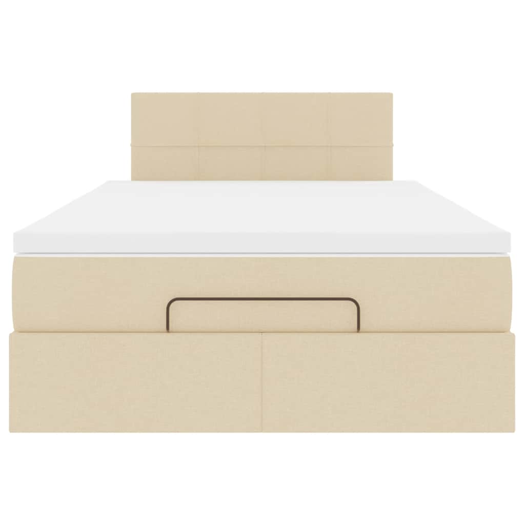 Struttura Letto Pouf con Materasso Crema 120x190 cm in Tessuto | homemem39