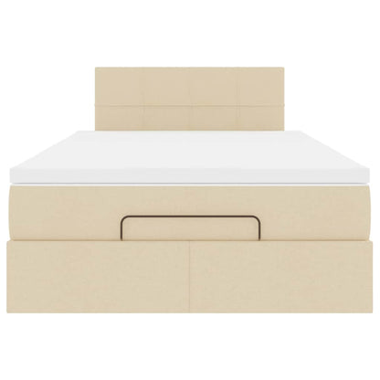 Struttura Letto Pouf con Materasso Crema 120x190 cm in Tessuto | homemem39