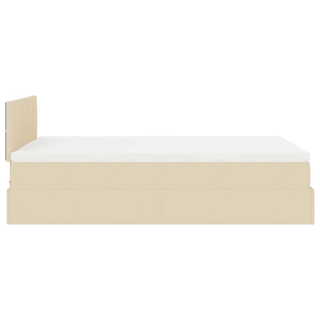 Struttura Letto Pouf con Materasso Crema 120x190 cm in Tessuto | homemem39