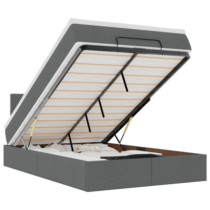 Pouf Letto con Materasso Grigio Scuro 120x200 cm in Tessuto - homemem39