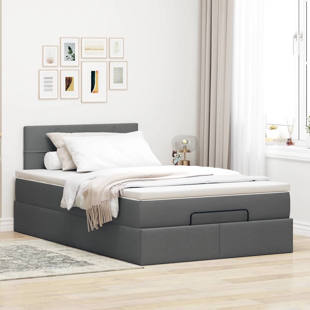 Pouf Letto con Materasso Grigio Scuro 120x200 cm in Tessuto - homemem39