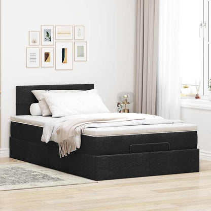 Pouf Letto con Materasso Nero 120x200 cm in Tessuto - homemem39