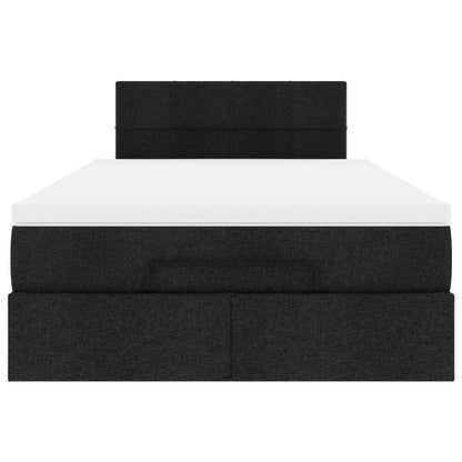 Pouf Letto con Materasso Nero 120x200 cm in Tessuto