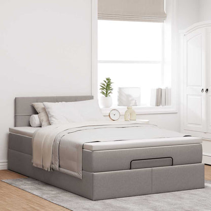 Struttura Letto Pouf con Materasso Tortora 120x200cm in Tessuto | homemem39