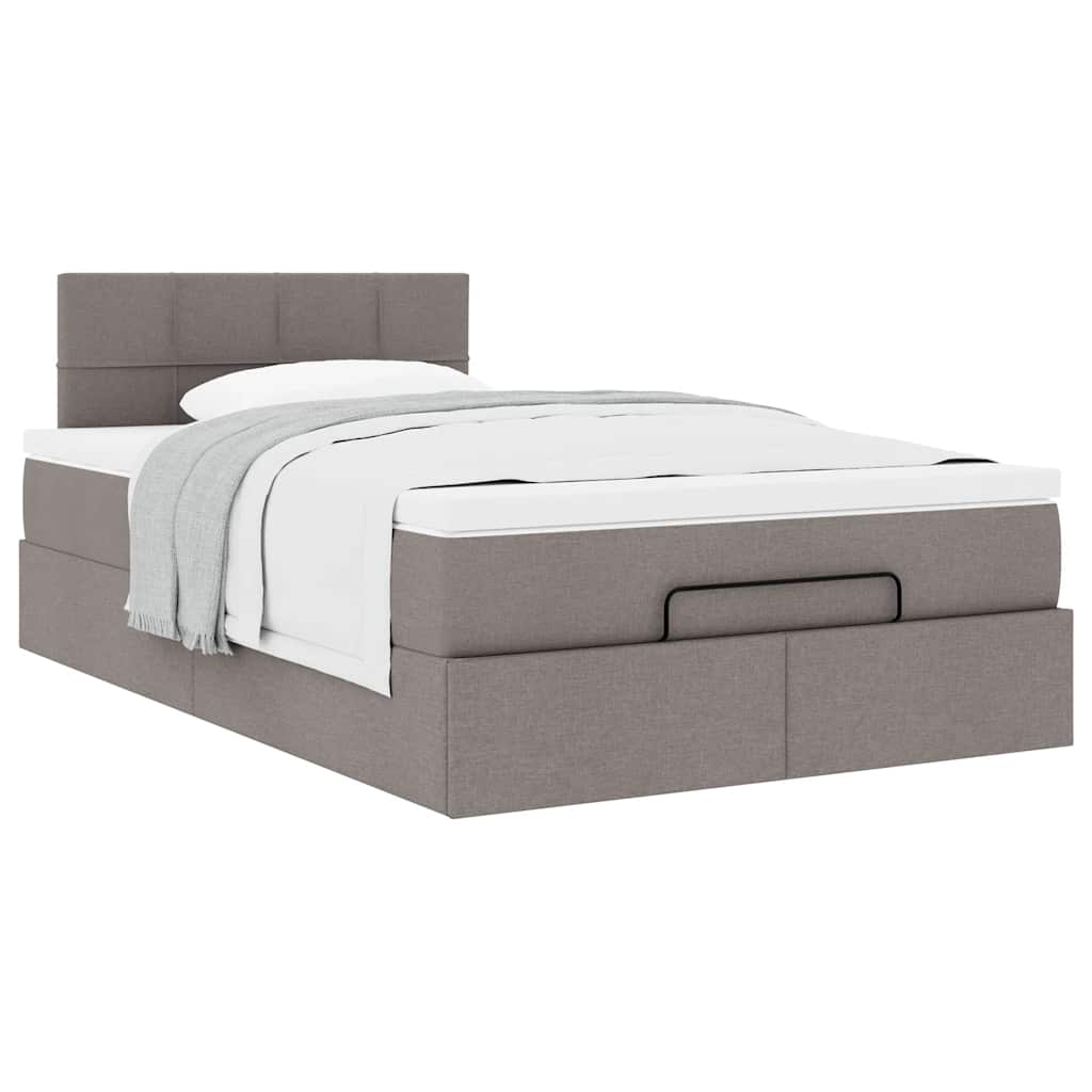 Struttura Letto Pouf con Materasso Tortora 120x200cm in Tessuto | homemem39