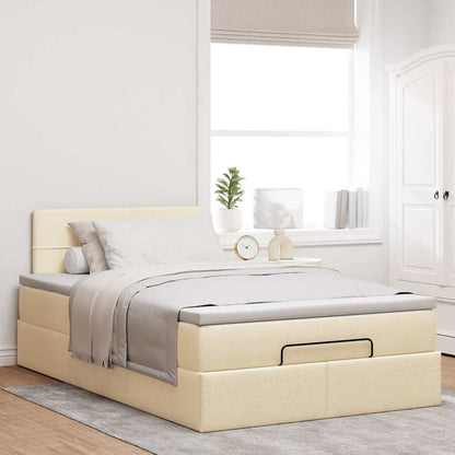 Struttura Letto Pouf con Materasso Crema 120x200 cm in Tessuto | homemem39