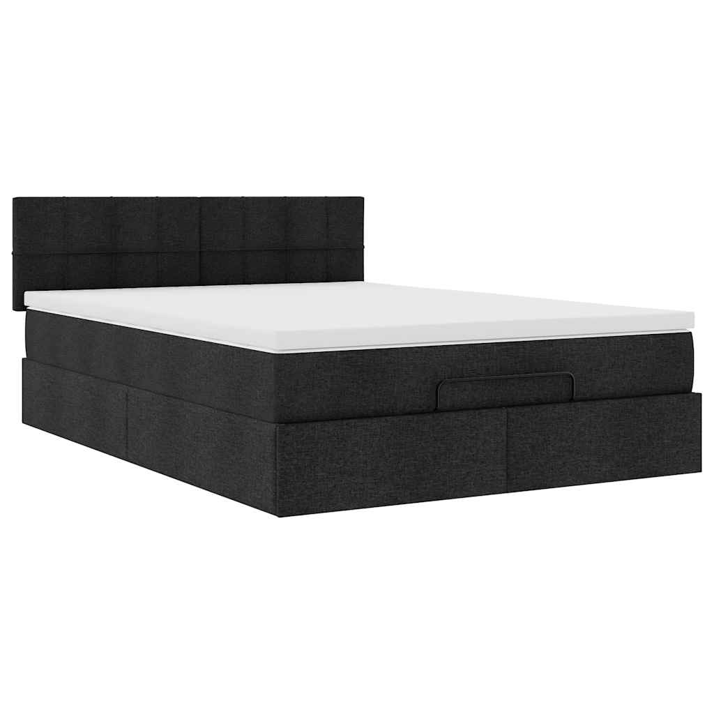 Pouf Letto con Materasso Nero 140x190 cm in Tessuto | homemem39