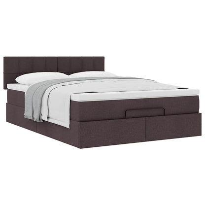 Pouf Letto con Materasso Marrone Scuro 140x190 cm in Tessuto | homemem39