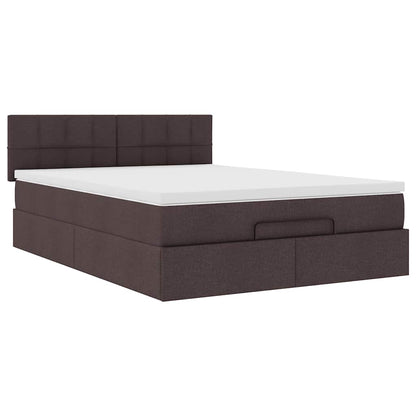 Pouf Letto con Materasso Marrone Scuro 140x190 cm in Tessuto | homemem39