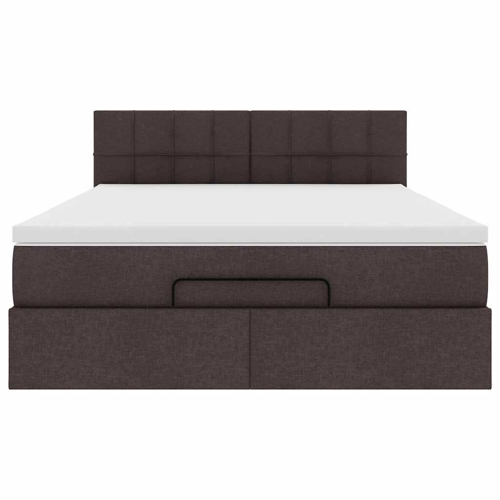 Pouf Letto con Materasso Marrone Scuro 140x190 cm in Tessuto | homemem39