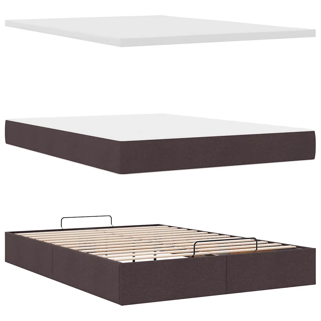 Pouf Letto con Materasso Marrone Scuro 140x190 cm in Tessuto | homemem39